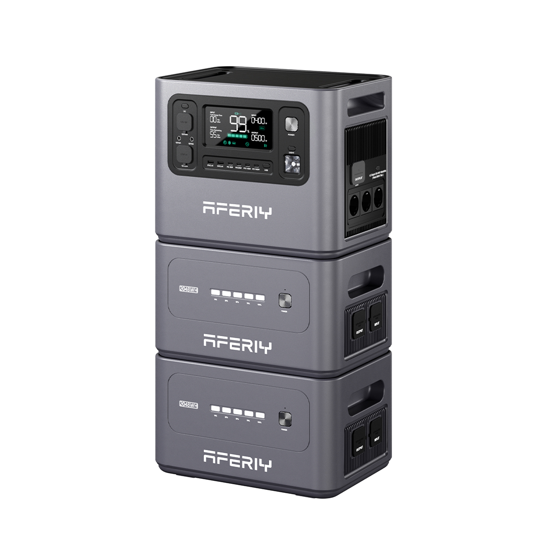 La station électrique portable AFERIY P280 de 2 800 W peut être équipée de deux batteries d’extension pour porter sa capacité de stockage à 6 144 Wh.