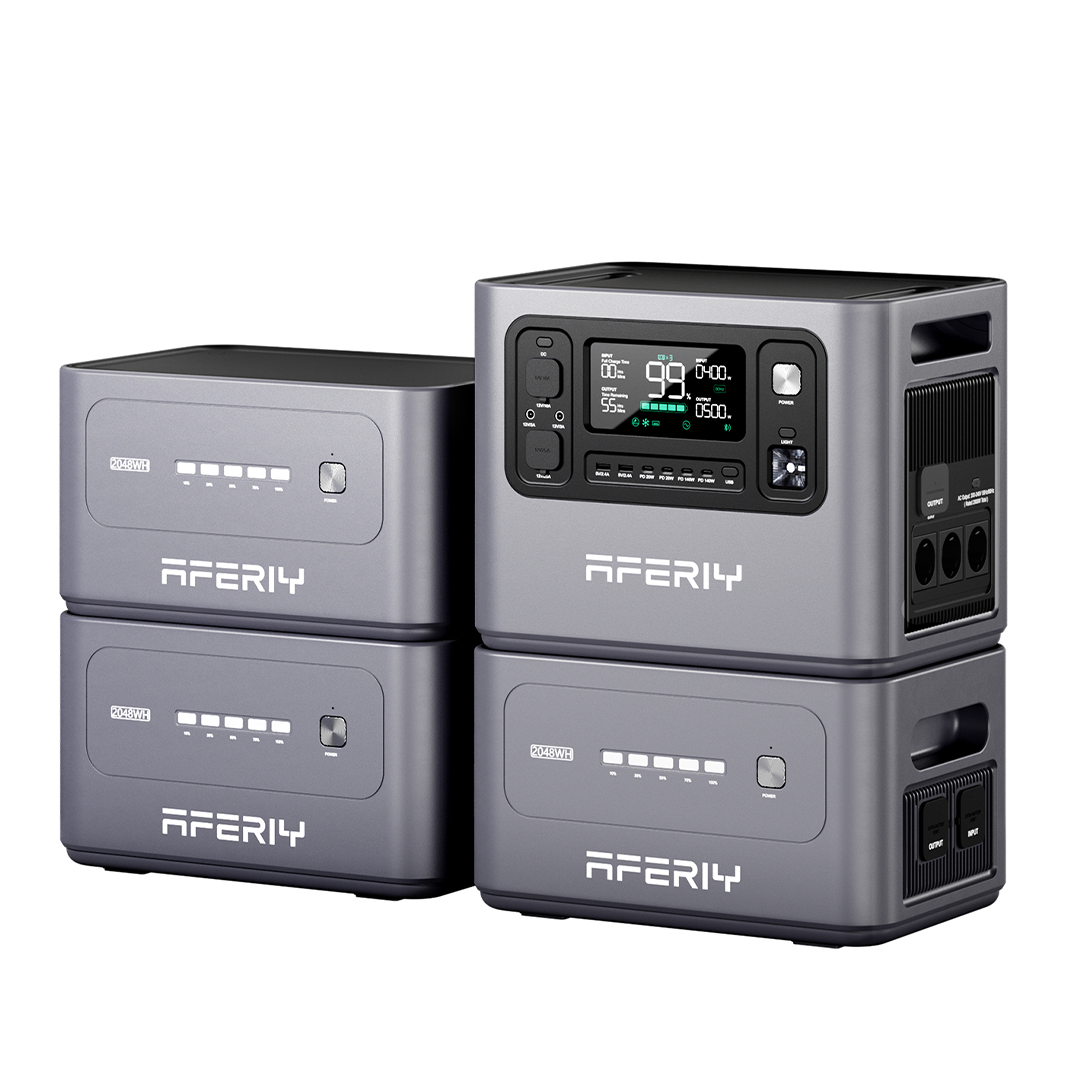La station électrique portable AFERIY P280 de 2 800 W peut être connectée à trois batteries d’extension pour porter sa capacité à 8 192 Wh.