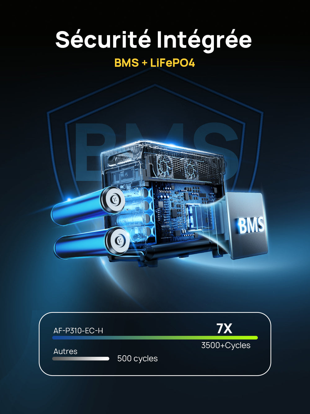 station d'énergie portable 3000w BMS+LiFePO4