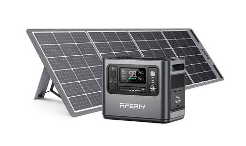 Générateur Solaire 2400W AFERIY - Batterie LiFePO4 2048Wh + Panneau 400W Pliable - Pour Camping Ou Maison