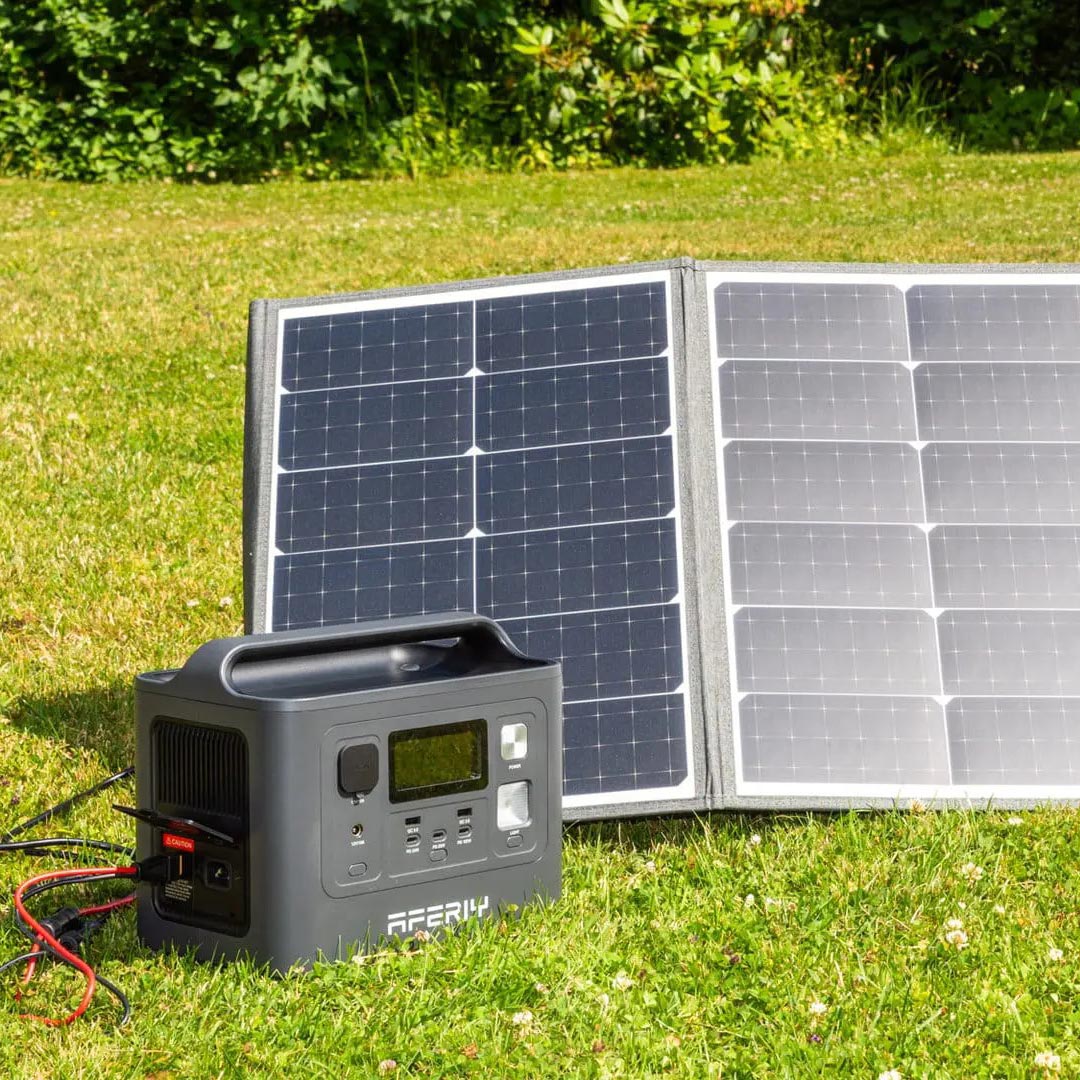 AFERIY Generateur Electrique Portable 1200W avec Panneau Solaire Portable  18V 200W, Generateur Electrique avec Cellule Solaire Pliable, Generateur
